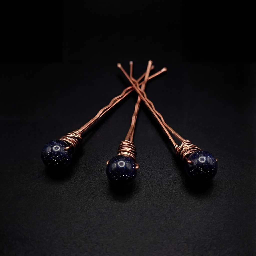 Blue Goldstone Crystal Energy Bobby Pins by The Fairy Lantern