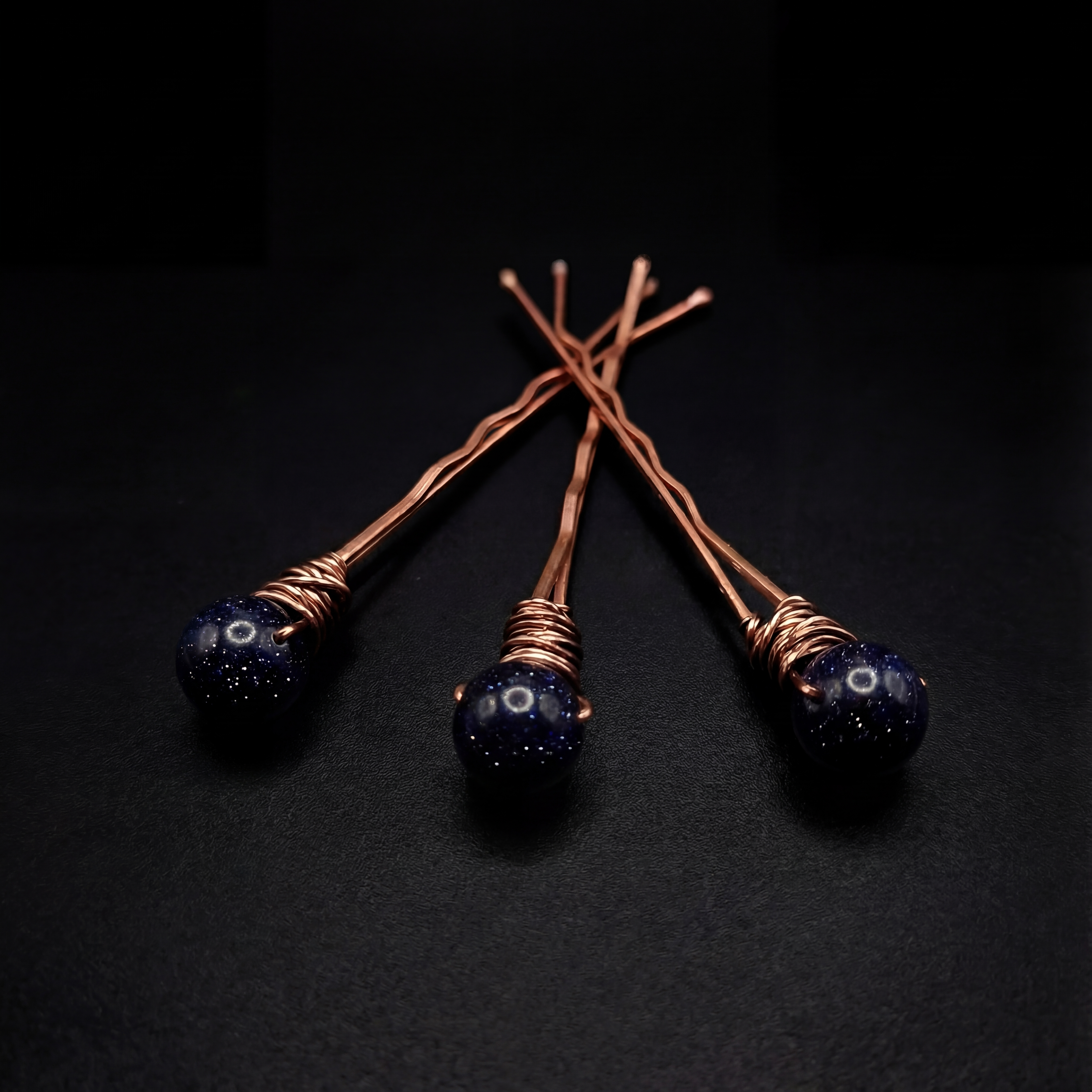 Blue Goldstone Crystal Energy Bobby Pins by The Fairy Lantern