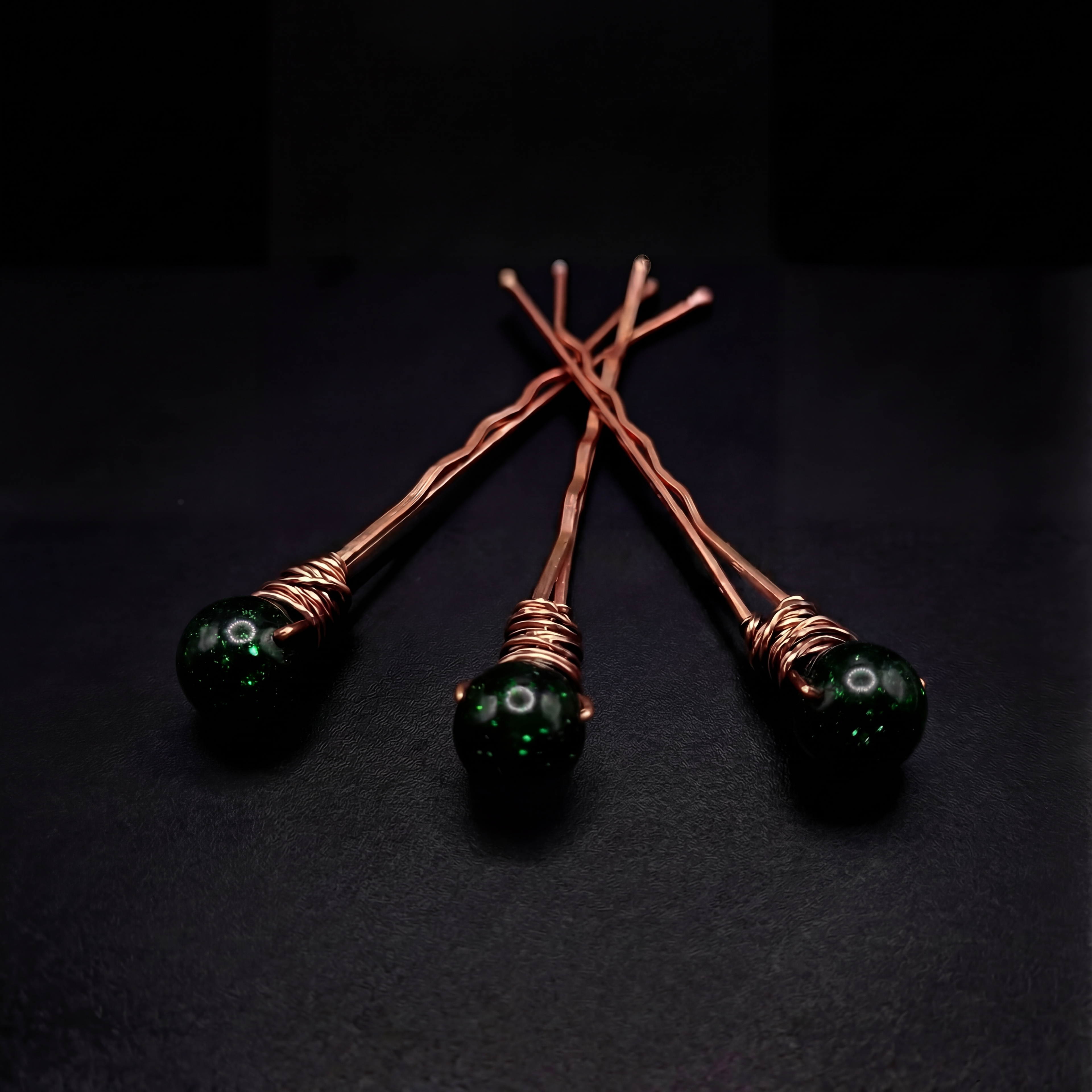 Green Goldstone Metaphysical Bobby Pins by The Fairy Lantern