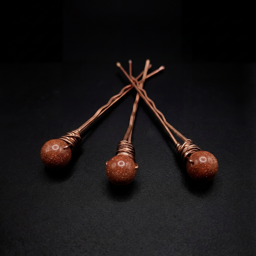 Orange Red Goldstone Bobby Pins by The Fairy Lantern