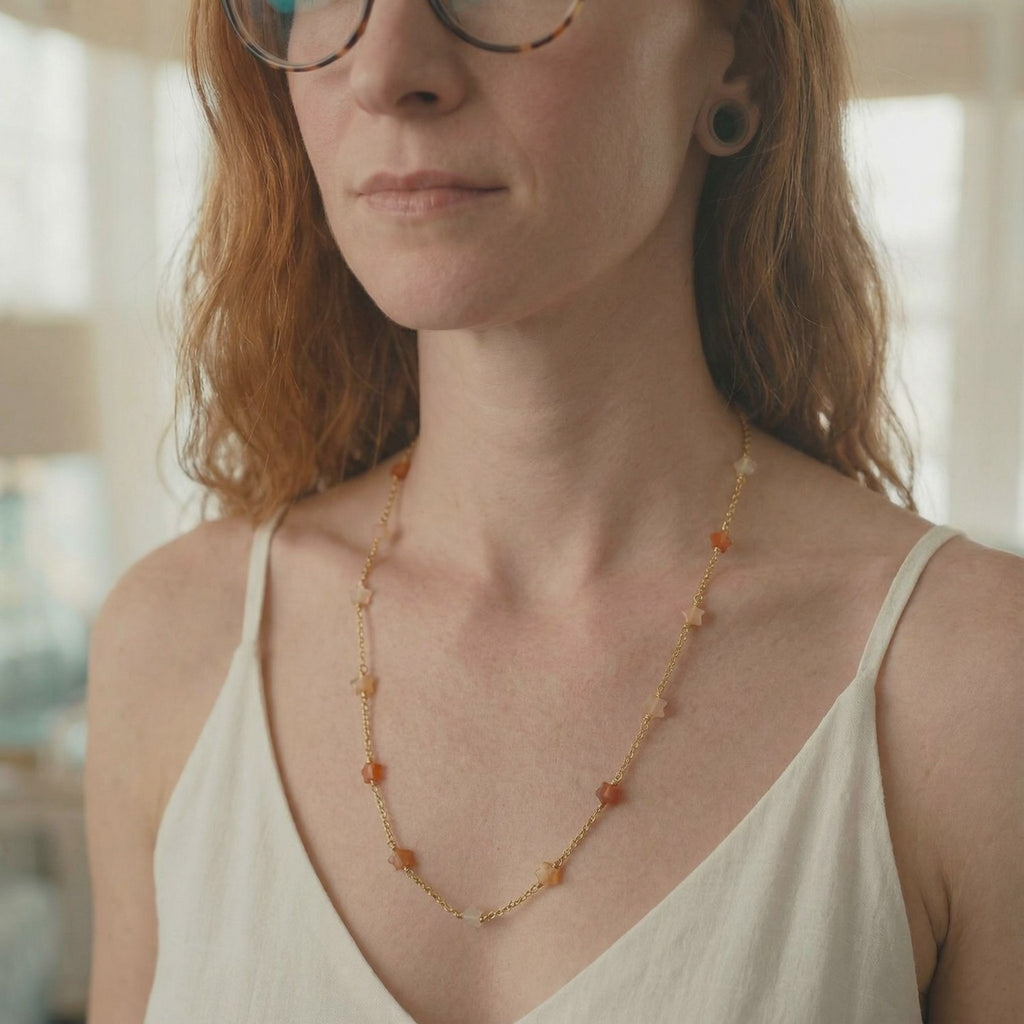 Yellow Jade Star Necklace