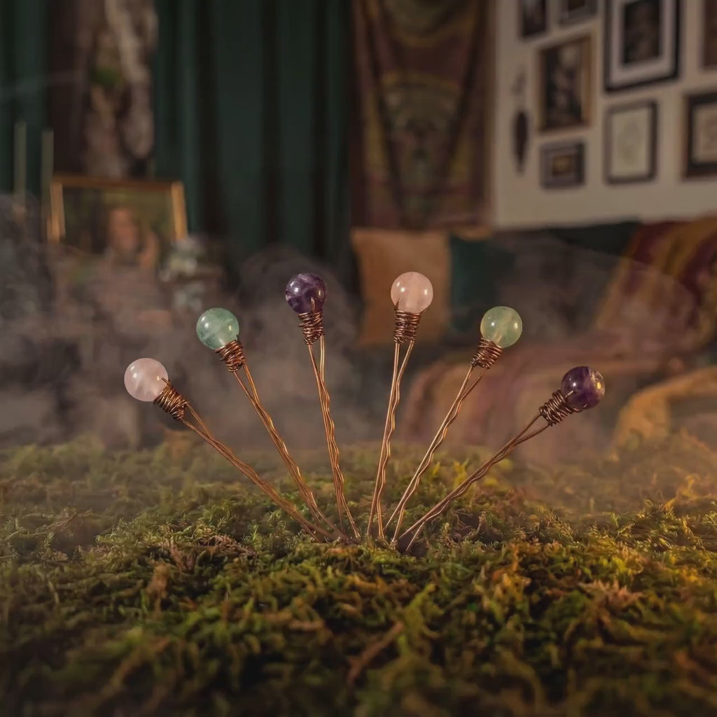 Rainbow Fluorite Bobby Pins (6 Pack)