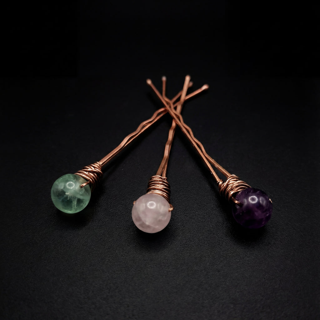 Rainbow Fluorite Crystal Energy Bobby Pins