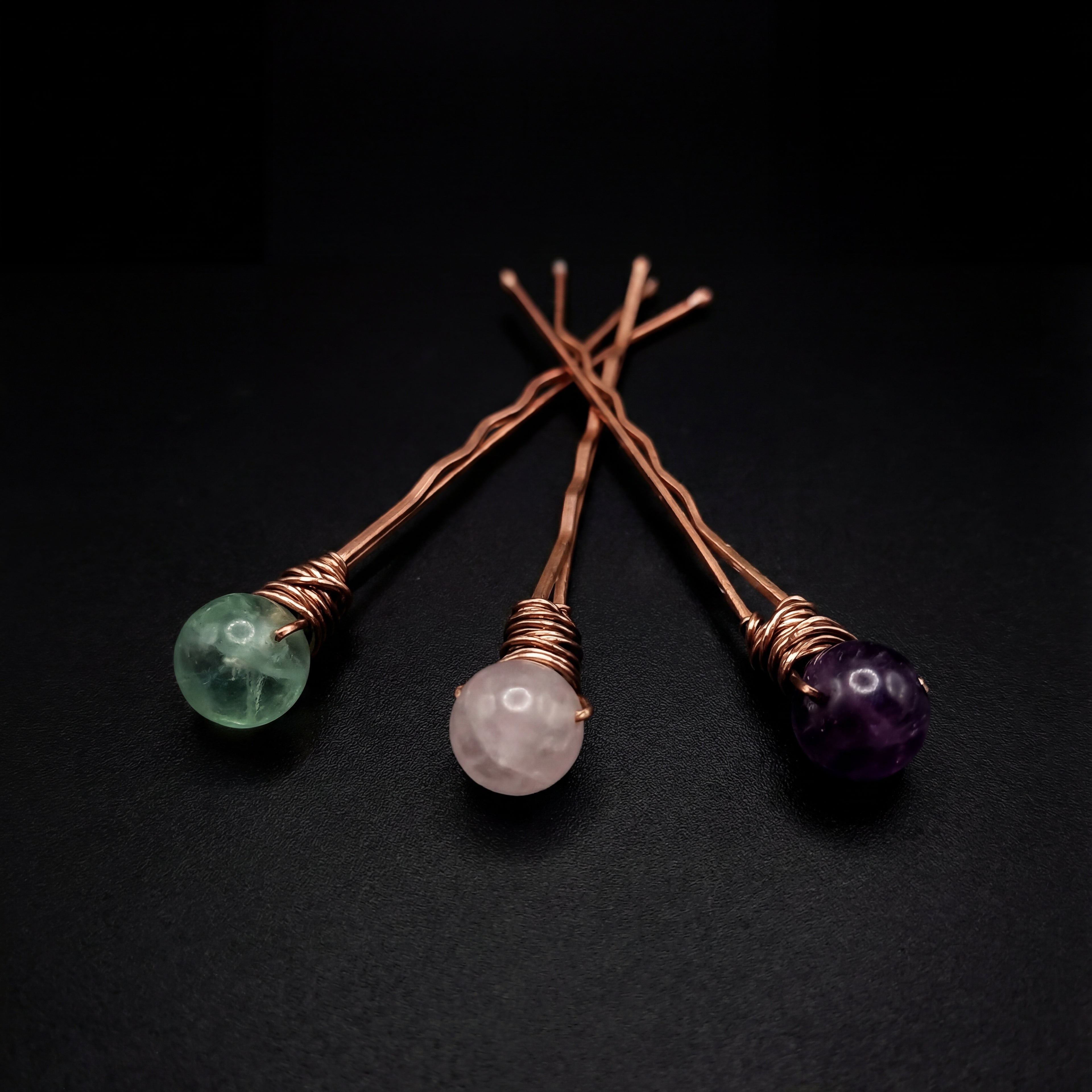 Rainbow Fluorite Crystal Energy Bobby Pins